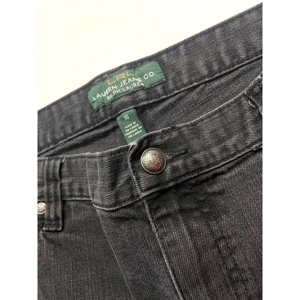LRL Lauren Ralph Lauren Womens Size 16 Faded Black Straight Leg Jeans Crest 0344